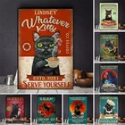 Черная кошка, запеченная я только что запечатала вам рекламный плакат, животное, торт, Картина на холсте, скандинавский винтажный искусство, Настенная картина, домашний декор