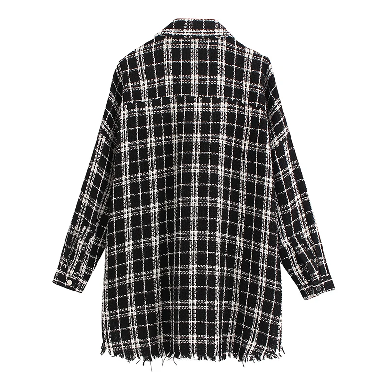 Женская твидовая куртка в клетку винтажная стильная клетчатая с карманами и