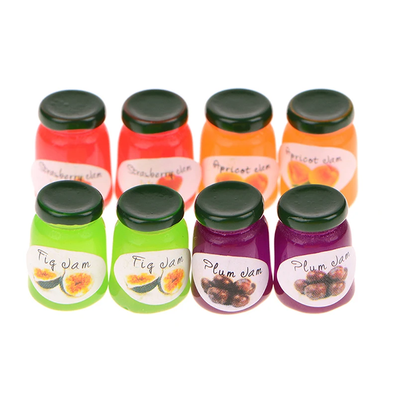 

8PCS Charm Fruit Candy Canned jam Doll house Food Resin Plasticine Bead Making For DIY Scrapbooking Craft