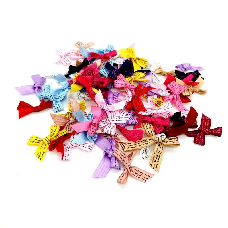 

50/100Pcs/lot Handmade Ribbon Pre Tie Satin Gift Package Bow Wedding Embellishment for craft supplies scrapbooking Accessory