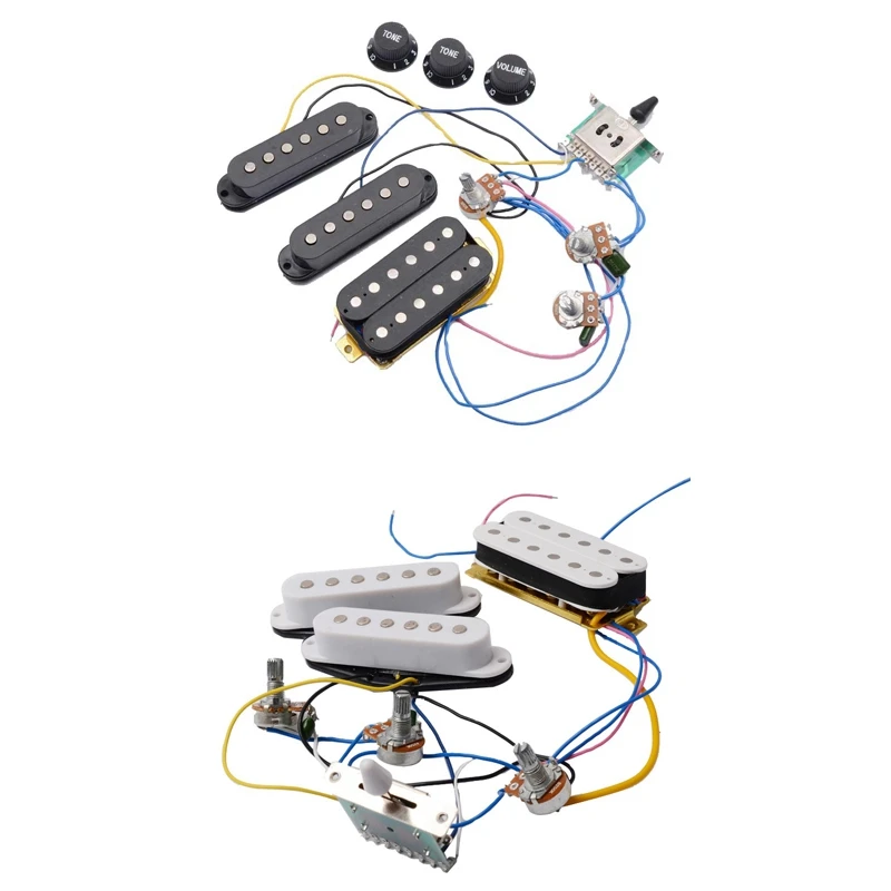 ST Electric Guitar Pickup Wiring Harness Prewired 5-Way Switch 2T1V Control SSH | Parts &amp Accessories