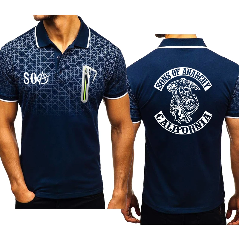 Рубашка поло мужская с коротким рукавом хлопок градиент принт черепа Сыновья