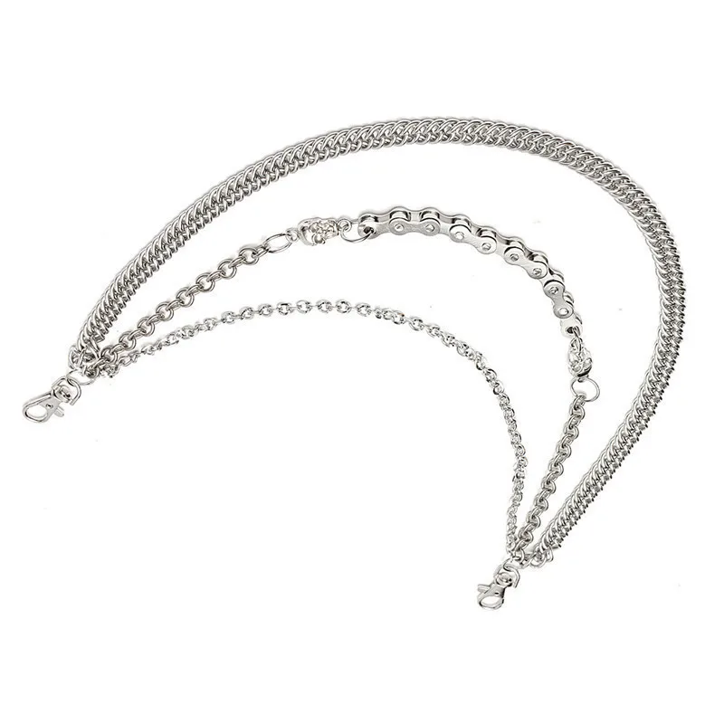 Трехслойная брючная карманная цепочка панка для мужчин с креплением на основе черепа для ремней и брюк - модные украшения для мальчиков.