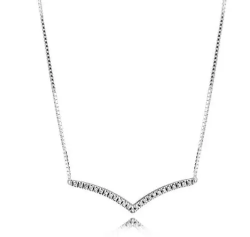

Original 925 Sterling Silver Pan Necklaces Shimmering Wish With Crystal Necklace For Women Wedding Gift Fine Jewelry