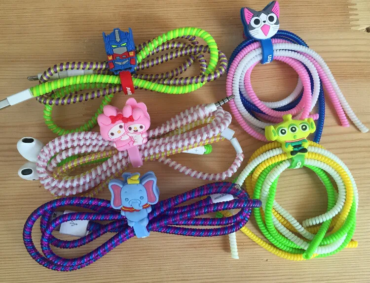 60cm Colors Data Cable Protective Sleeve Spring twine For Iphone Android USB Charging earphone Case Cover random color | Электроника