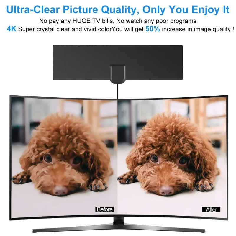 Усиленная HD цифровая ТВ антенна 80 мильный диапазон поддержка 4K VHF UHF Freeview местный