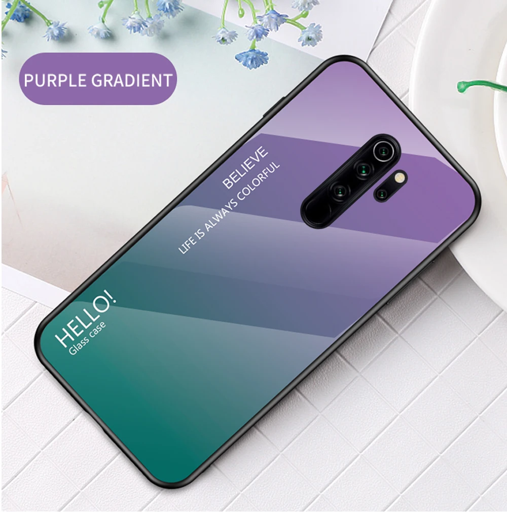 Для Xiaomi Redmi Note 8 Pro Чехол из закаленного стекла роскошный градиентный Мягкий силиконовый чехол-рамка для Xiomi Redmi Note 8 Plus чехол для телефона