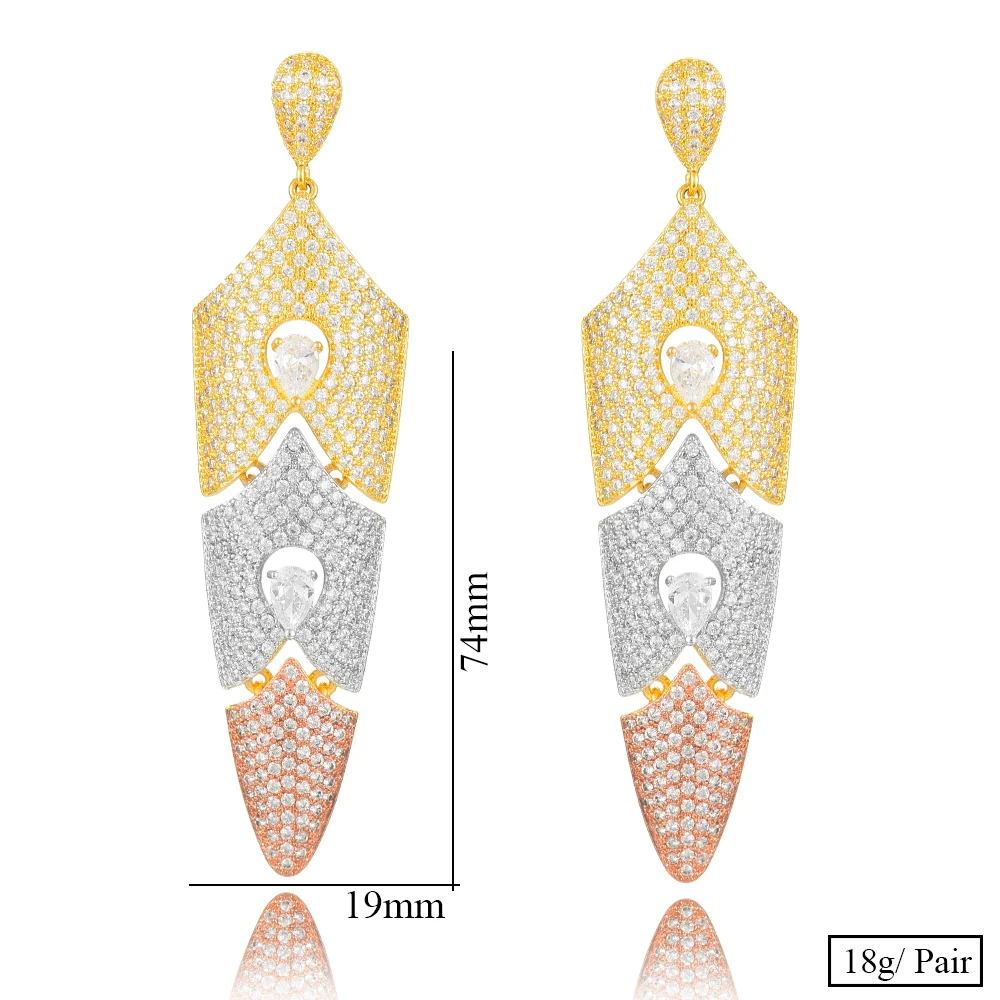 

SISCATHY Pop Luxury Noble Full Rhinestone Pendant Earrings for Women Jewelry Charm Design Wedding Engagement Daily Earrings