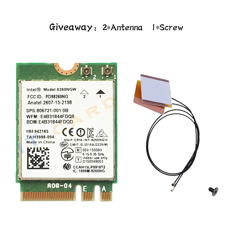 Двухдиапазонная 2 4 ГГц/5 ГГц Intel Wireless-AC 8260 8260NGW 867 Мбит/с Wifi Карта BT NGFF M.2 802.11ac