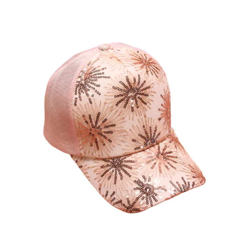 2020 Korean fashion women girl sequin flower mesh hat summer breathable net hat trend visor outdoor casual sunshade baseball cap