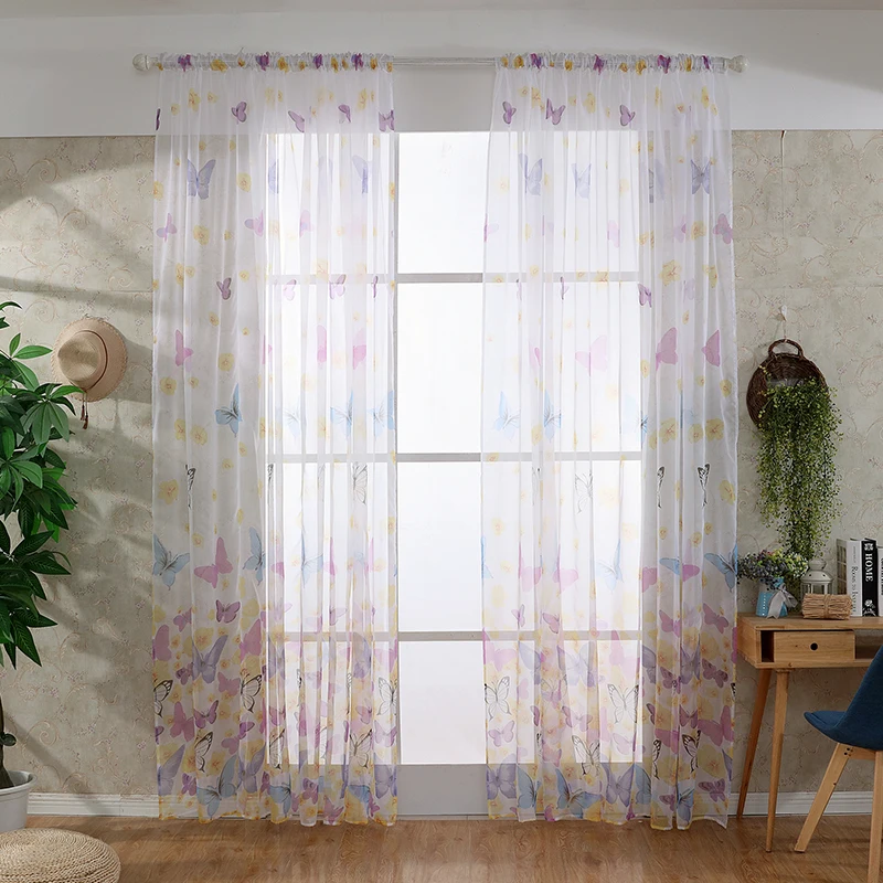 Тюлевые оконные шторы с бабочками для гостиной спальни кухни современные