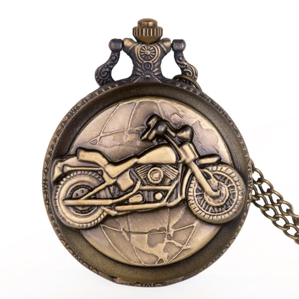 

Antique Bronze Motorcycle CAR Pattern Quartz Pocket Watch Classic Men Necklace Pendant Fob Watch Gifts for Women Men