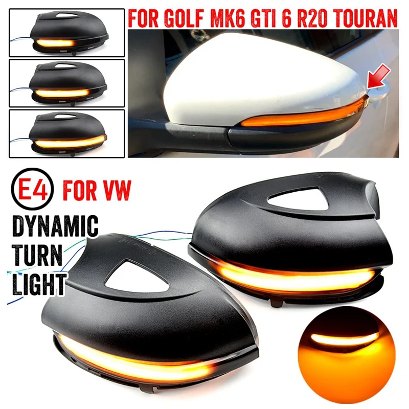 

LED Side Wing Dynamic Turn Signal Light Rearview Mirror Indicator For-GOLF 6 VI MK6 R Line R20 Touran