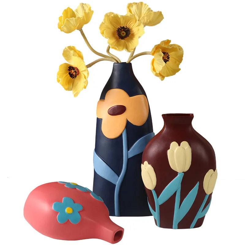 

Nordic ins creative painted ceramic vase decoration, flower arrangement porch in the living room