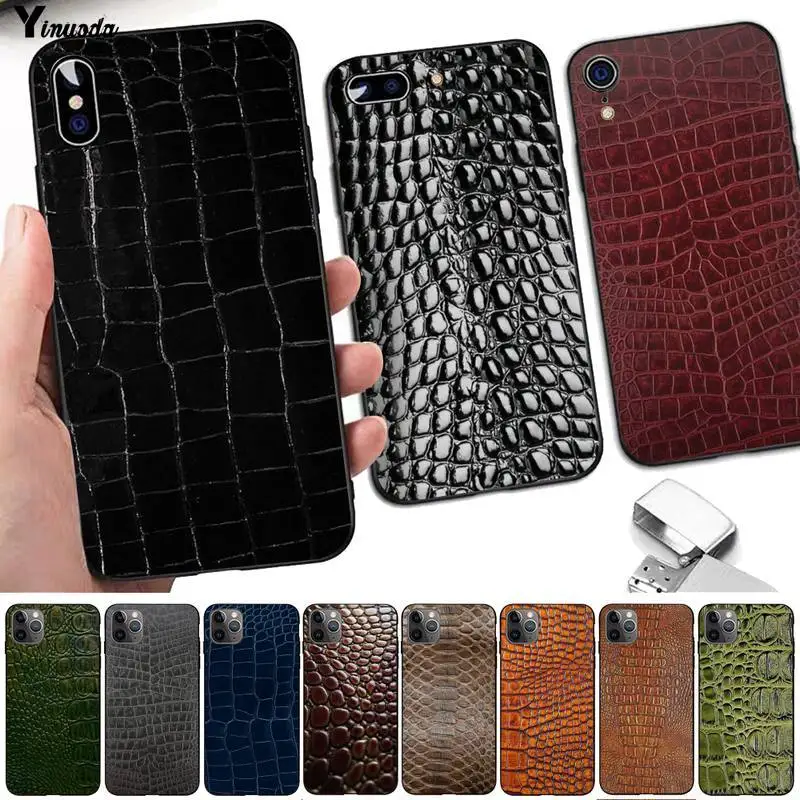 

Crocodile skin Soft black Phone Case for iPhone 13 8 7 6 6S Plus X 5S SE 2020 XR 11 12 pro XS MAX