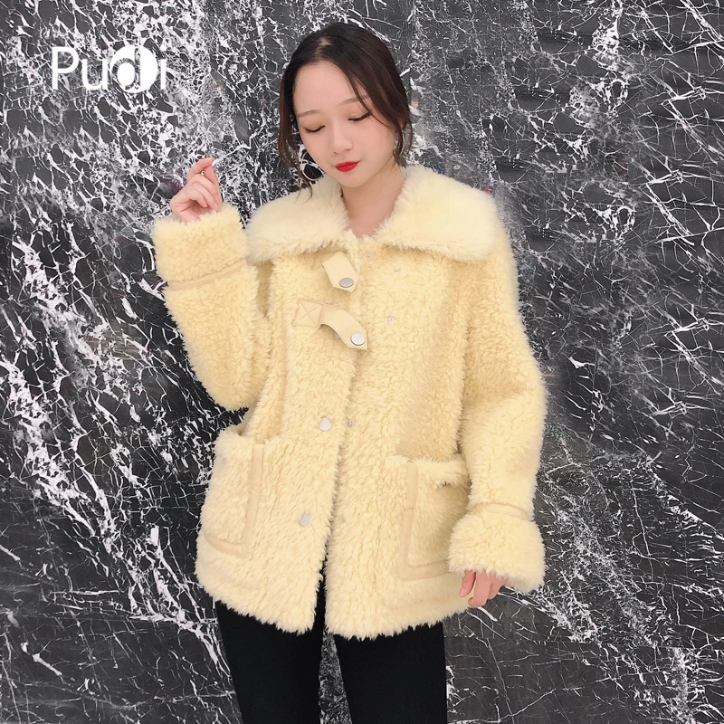 PUDI TX107203 Женская Зимняя яркая натуральная шерсть мех внутри теплая куртка пальто Женская Классическая куртка, пальто