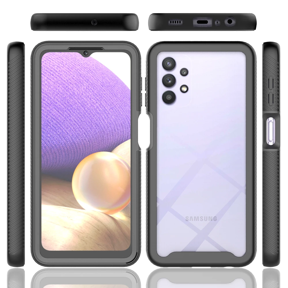 

360 Three in one PET Protective Film Armor Phone Case For Samsung Galaxy A32 A52 A31 A12 A72 A42 A71 A51 4G 5G Shockproof Cover