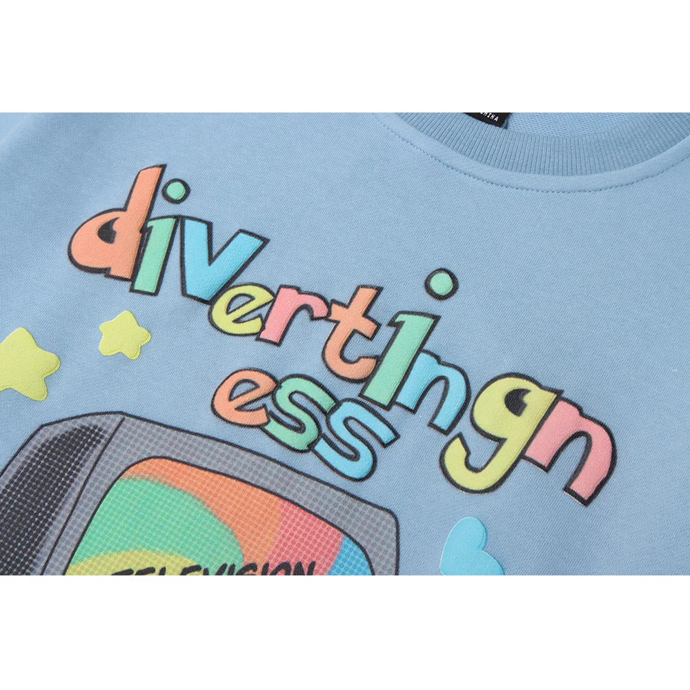 

Dark Icon Colorful Television Men's Sweatshirt Crew Neck Hipster Sweatshirt Black Blue Sweatshirt Man Woman