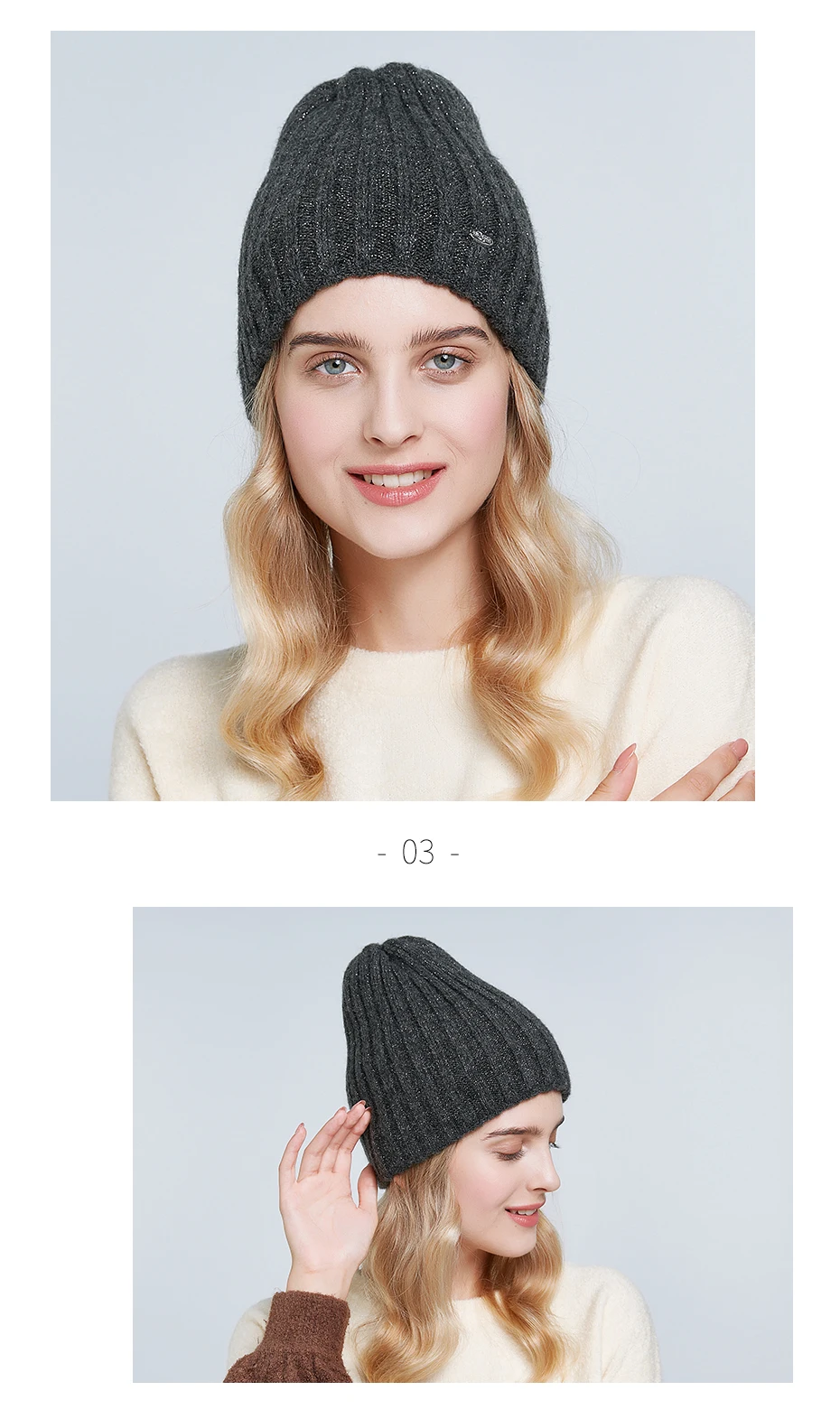 ENJOYFUR Thick warm winter hats for women soft mohair knitted female caps double lining beanies