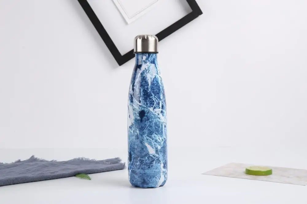 Light Blue 500 мл портативные термобутылки кофейная кружка из нержавеющей стали Вакуумная бутылка для воды термос с изоляцией спорта на открытом воздухе Чили горячей холодной чашки - Цвет: Light Blue