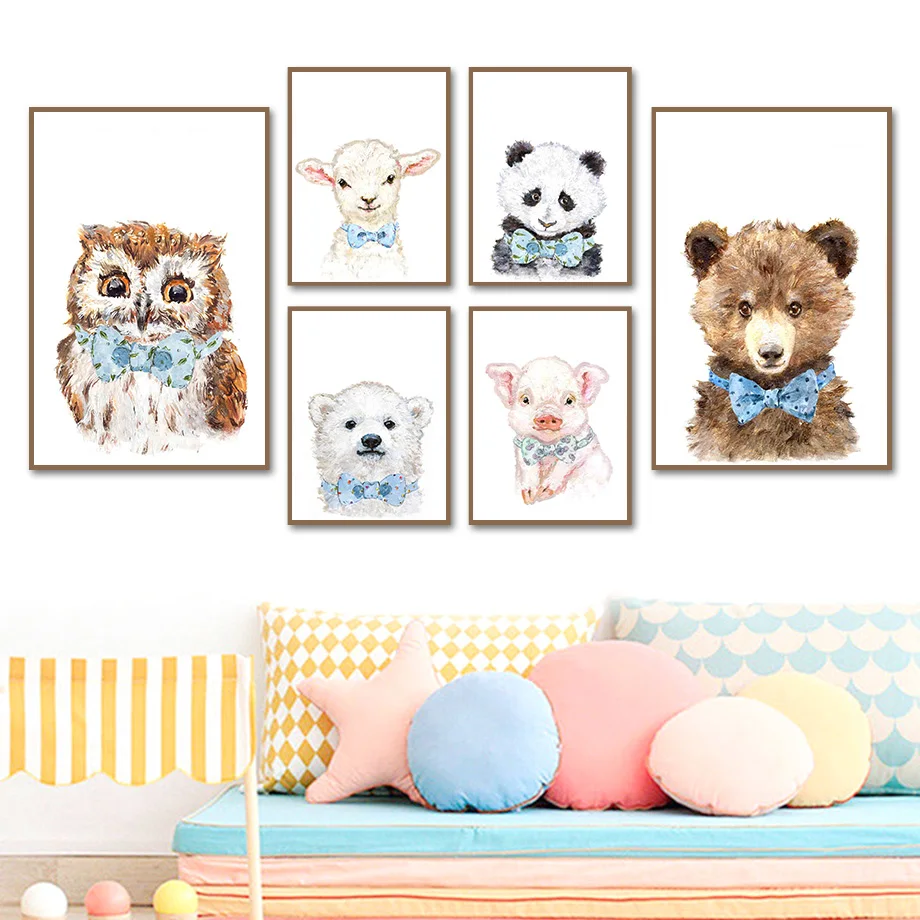 

Owl Bear Panda Pig Polar Bear Baby Room Nursery Wall Art Canvas Painting Nordic Posters And Prints Wall Pictures Kids Room Decor