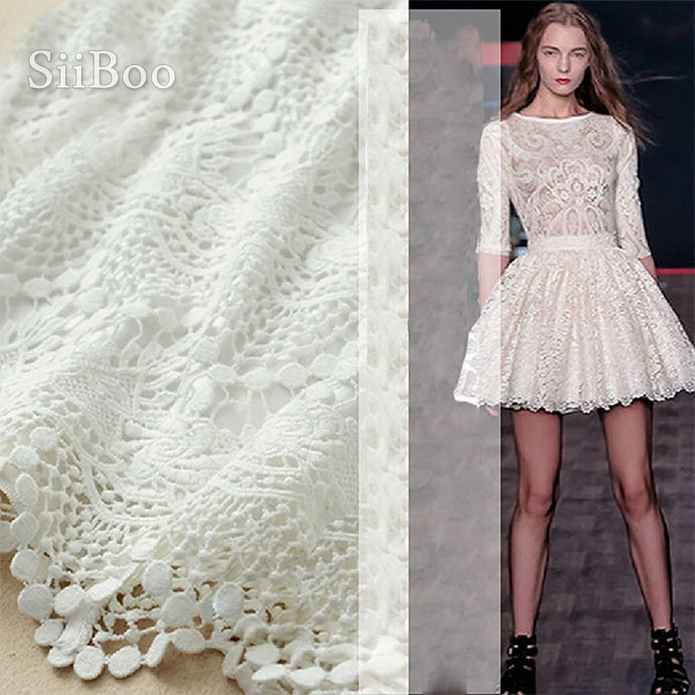 Романтическая Парижская мода белый красивый цветок вышивка гипюр кружевная