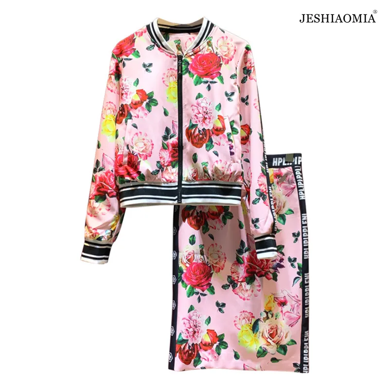 

Осенний пиджак с длинным рукавом и юбка JESHIAOMIA- 2021 с цветочным принтом