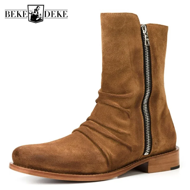 Модные мужские ботинки Челси с острым носком в складку английском стиле ретро