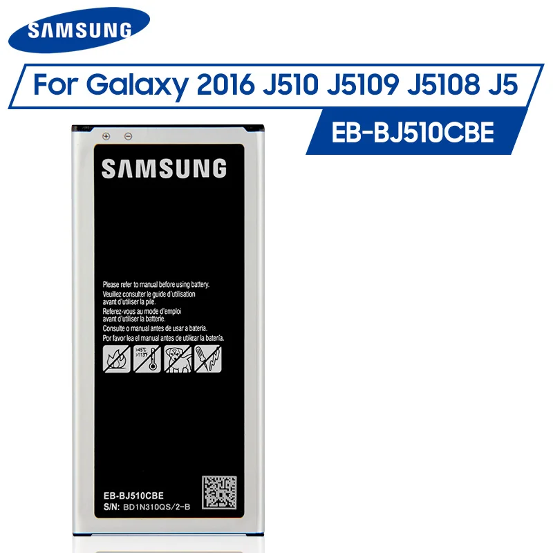 Оригинальный аккумулятор Samsung EB BJ510CBC BJ510CBE для GALAXY 2016 версия SM J510 J5109 J5108 J5 J510FN 3100 мА