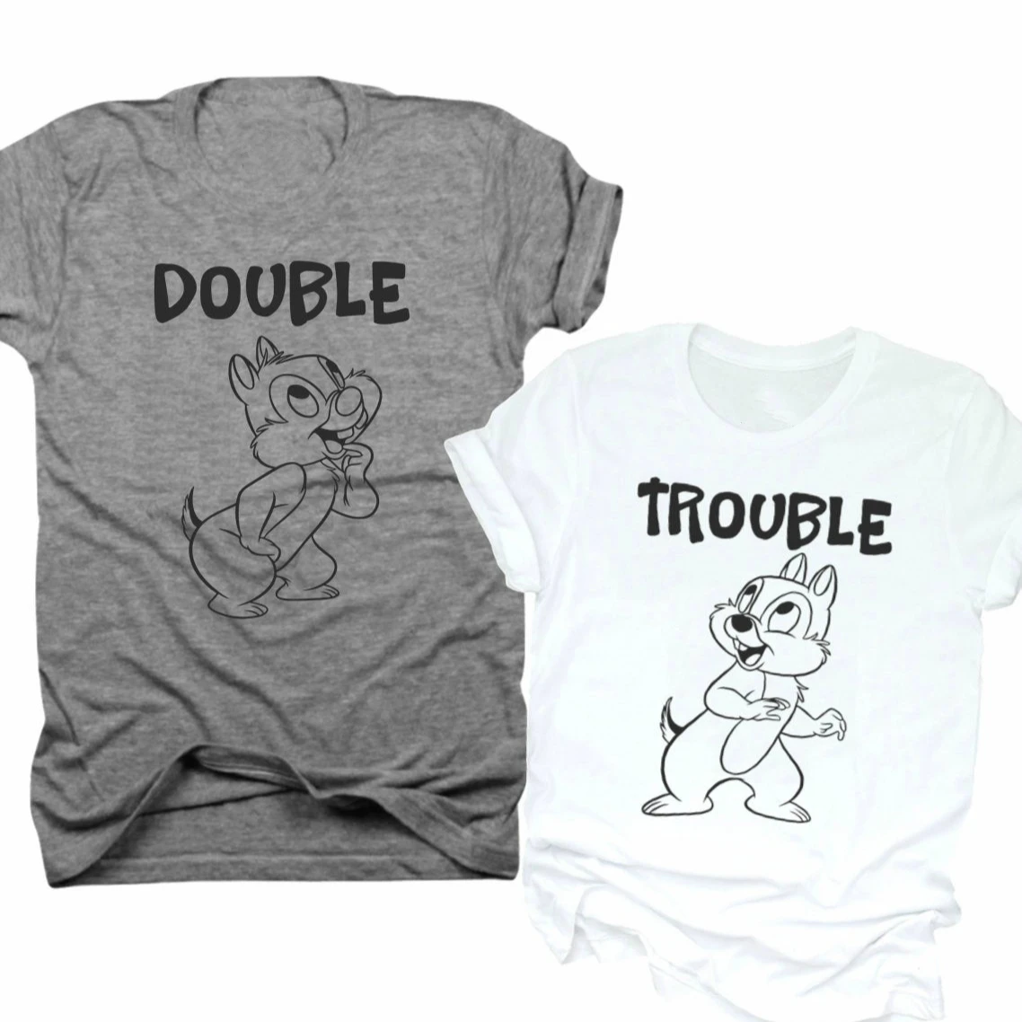 Футболка Double Trouble Милая футболка с чипом и майлом смешная друзьями хипстерские