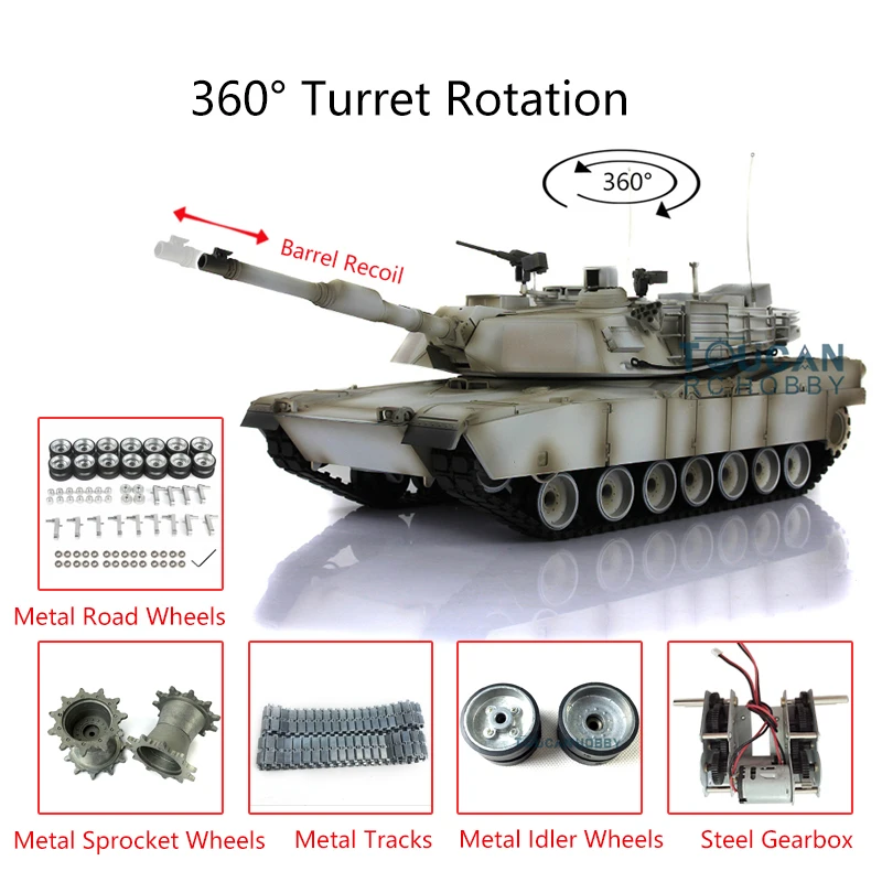 Henglong 1/16 снег TK 6 0 S настроить Abrams RC Танк 3918 360 револьверная отдача ствола