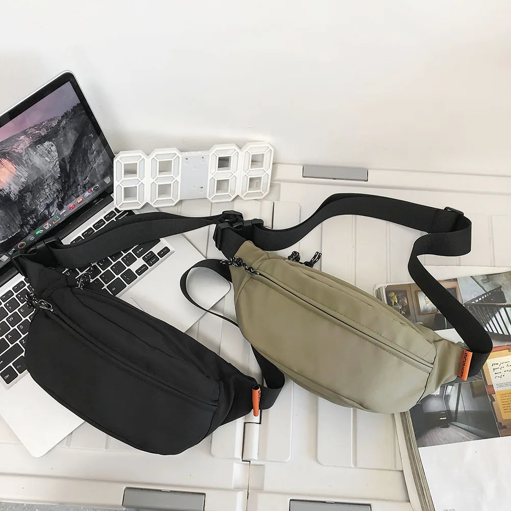 

Unisex Nylon Casual Crossbody Bags Chest Bags Fashion Solid Color Women Shoulder Bags Waist Packs Simple Men Shoulder Chest Bags