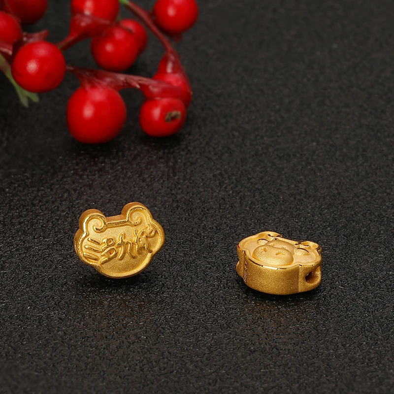 

Pure 24K Yellow Gold Bracelet 3D Hard Gold 999 Gold OX Lucky Bracelet For Children