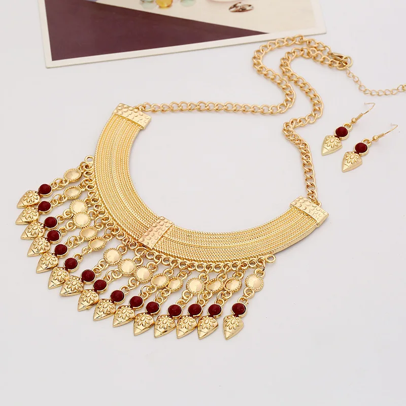 

Earrings Earrings for Women Ladies NecklaceTassel Coin Pendant Necklace Earring Set Jewellery Set Bisuteria Mujer Two-piece Suit