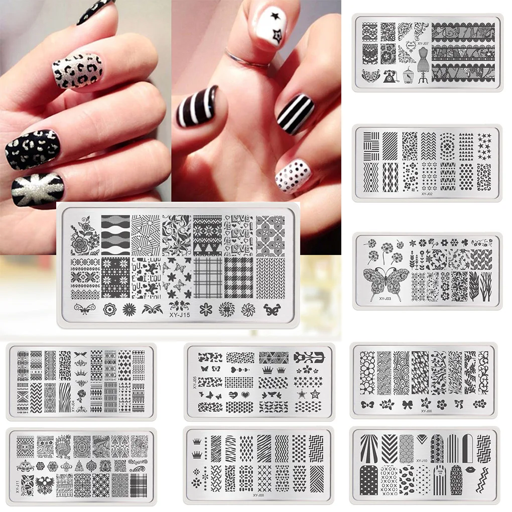 16 видов стилей набор страз для ногтей трафареты печать дизайна пластины