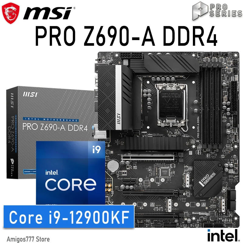 

Socket LGA 1700 MSI PRO Z690-A DDR4 + Intel Core i9 12900KF Motherboard Bundle Intel 12th-Gen CPU Combo 1700 Z690 Placa-mãe Kit