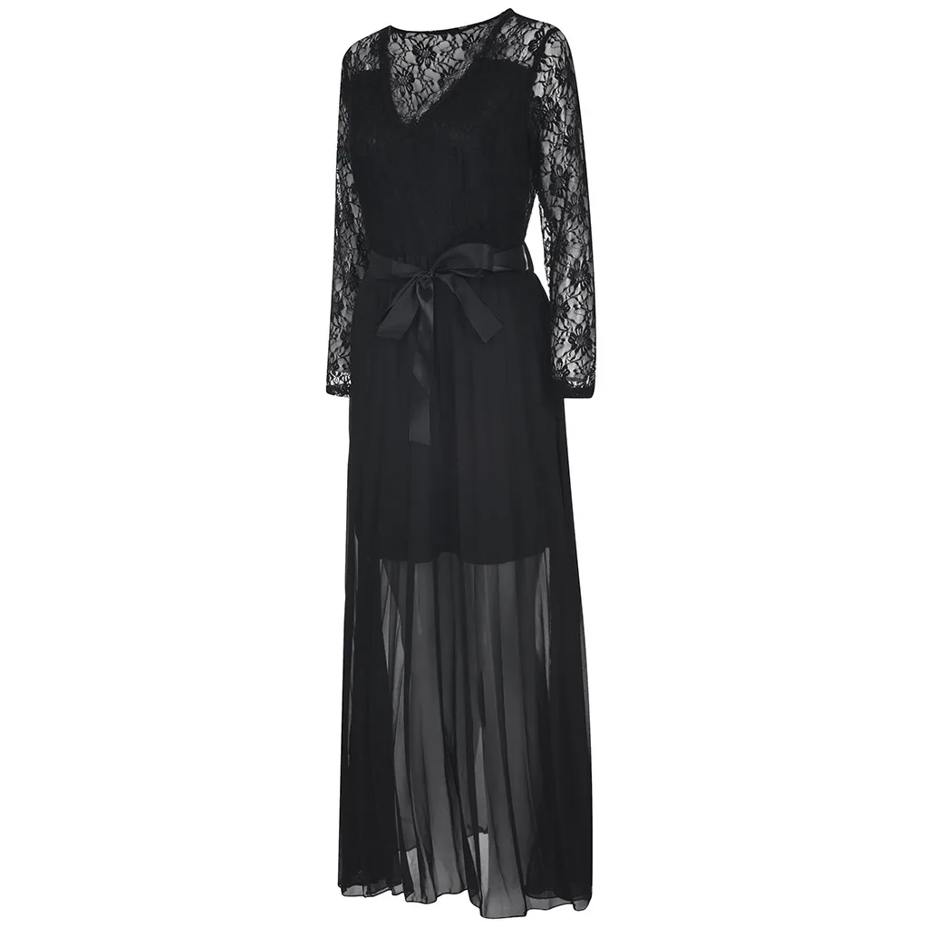 Новинка женское однотонное кружевное платье SAGACE с длинными рукавами элегантное