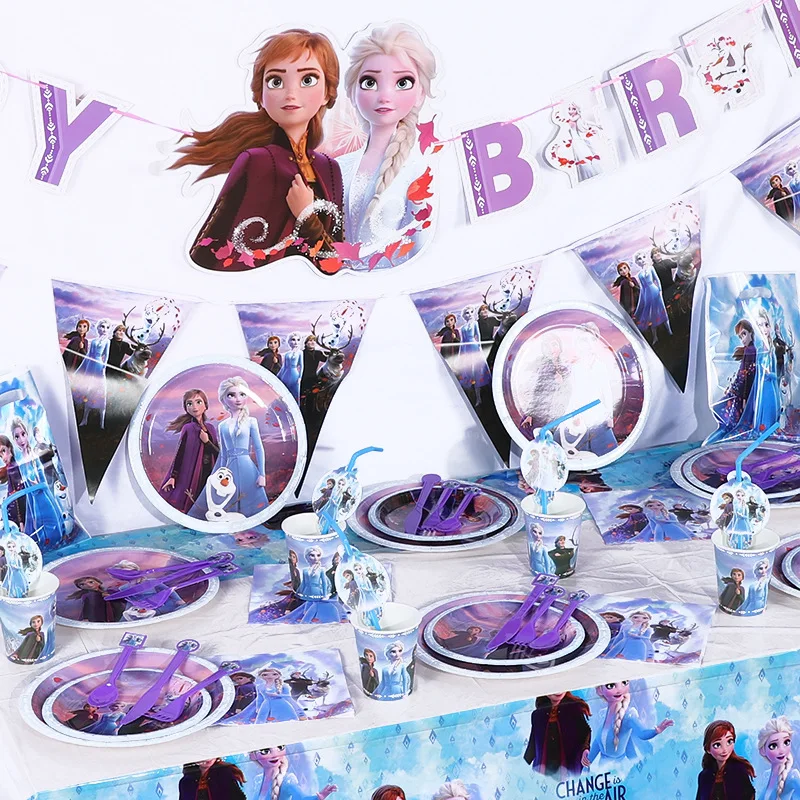 Disney Холодное сердце 2 мультяшную тему вечерние набор одноразовой посуды Бумага