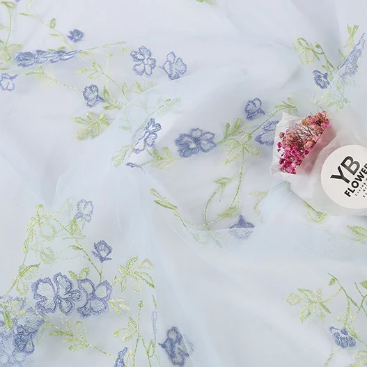 200x130 см синий цветок вышивка тюль кружевная ткань французская Сделай Сам костюм