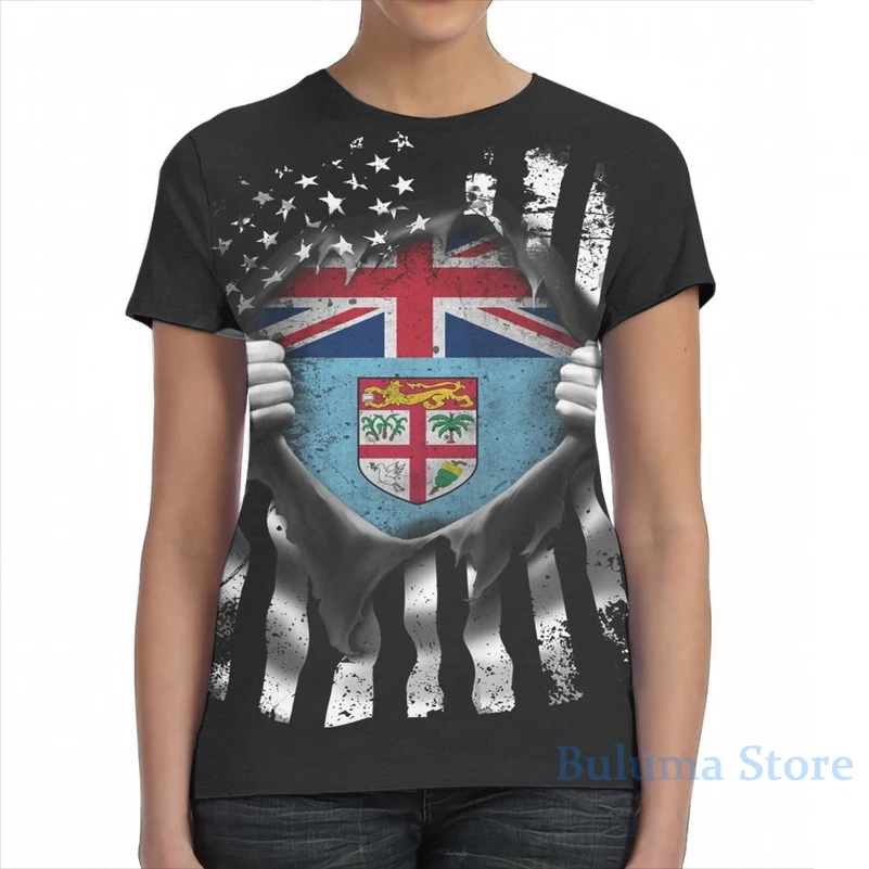 Футболка с американским флагом США Фиджи для мужчин и женщин модная рубашка