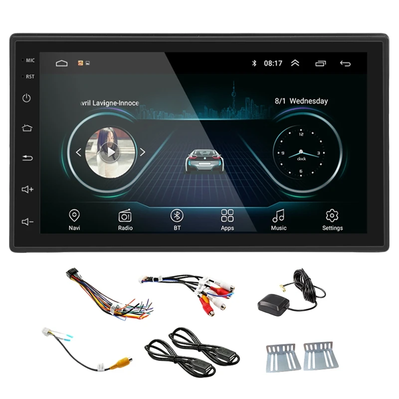 Автомобильный мультимедийный плеер 2 Din Android GPS навигация Wi Fi 7 дюймов Bluetooth FM