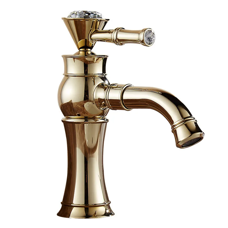 

European Style Gold Faucet Wash Basin Wash Basin Cold and Hot Faucet Toilet Hotel Bathroom Wash Basin Faucet