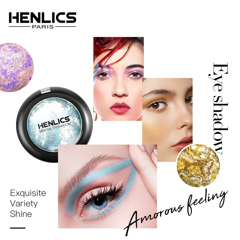Косметические тени для век HENLICS мягкие блестящие мерцающие цвета косметика