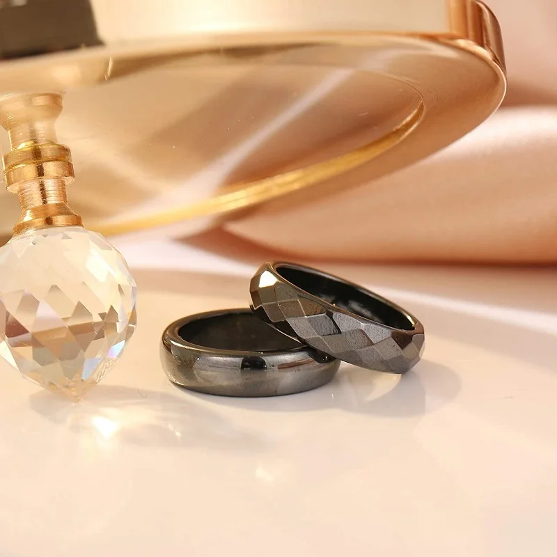 2021 Новинка Готический стиль Гематита пара кольцо для Для женщин мужские черные