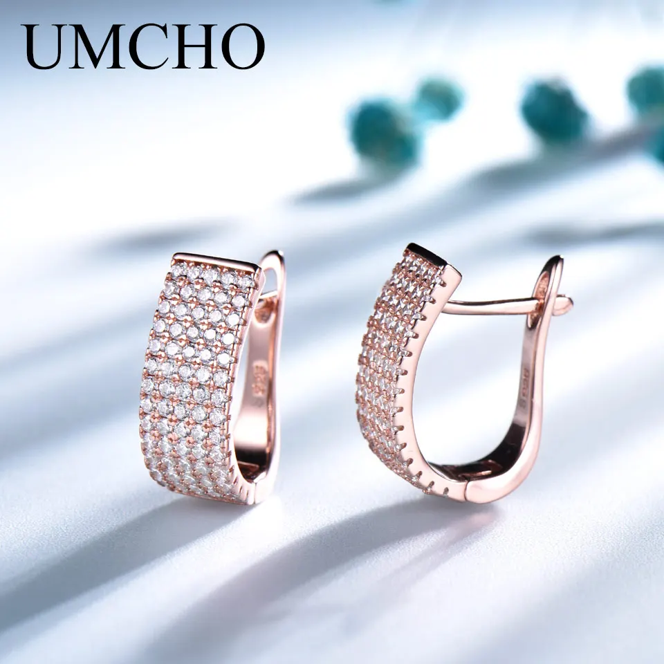 UMCHO, Твердое Серебро, 925, ювелирные изделия, Круглые, созданы, Nano CZ, клипсы, серьги для женщин, подарки на день рождения, очаровательные ювелирные изделия