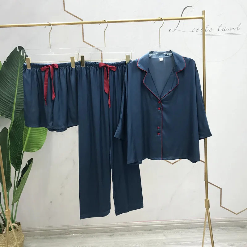 SAPJON 2020 новые женские атласные шелковые пижамы наборы с брюками сексуальная