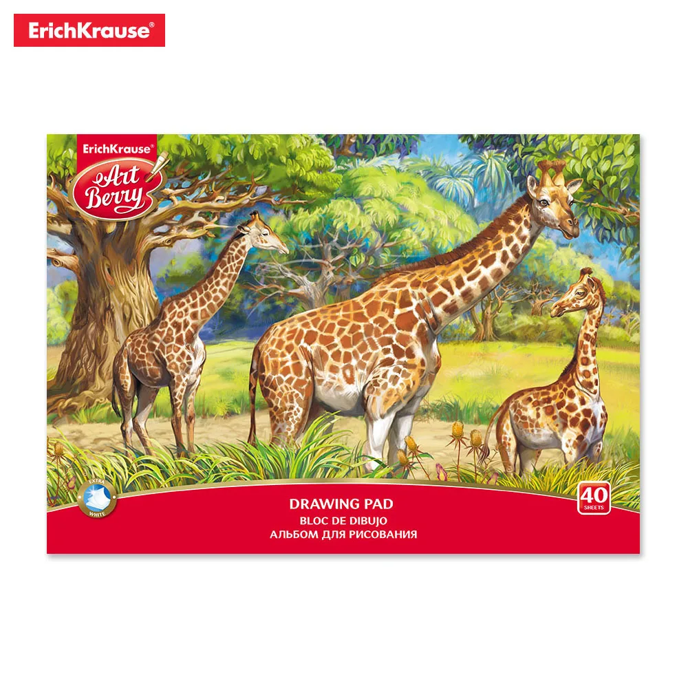 Альбом для рисования на клею ArtBerry Саванна Эра динозавров Экзотические птицы А4 40