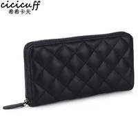 sheepskin long womens purse 2022 new fashion designer brand wave pattern clutch bag for women genuine leather zip solid wallets