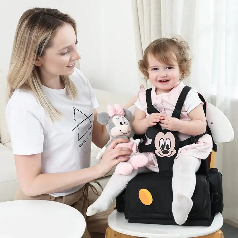 Online Disney Yemek Sandalyesi Bebek çantası çok Fonksiyonlu Bebek Bezi çantası Su Geçirmez Anne Nappy Sırt çantası Mumya Analık çanta Seyahat El çantası