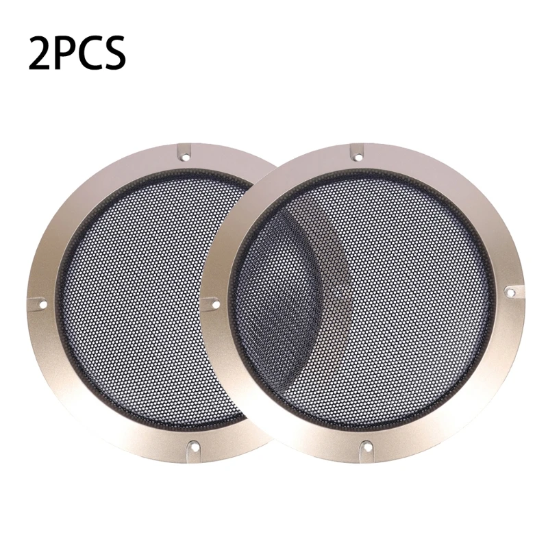 

2Pcs For 2"/3"//5"/6.5"/8"/10" inch Speaker Conversion Net Cover Decorative Circle Metal Mesh Grille Golden